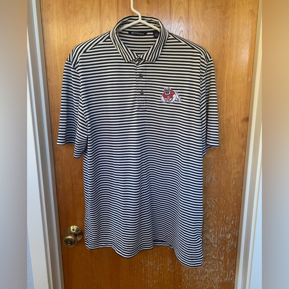 Cutter & Buck Men's Striped Fresno State Polo; size L; worn once and like new